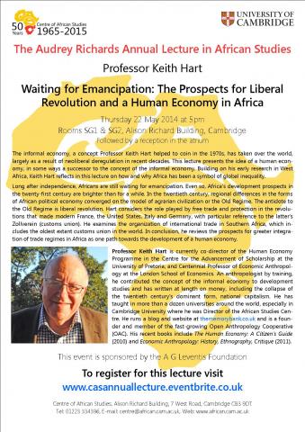 The Audrey Richards Annual Lecture in African Studies by Professor Keith Hart