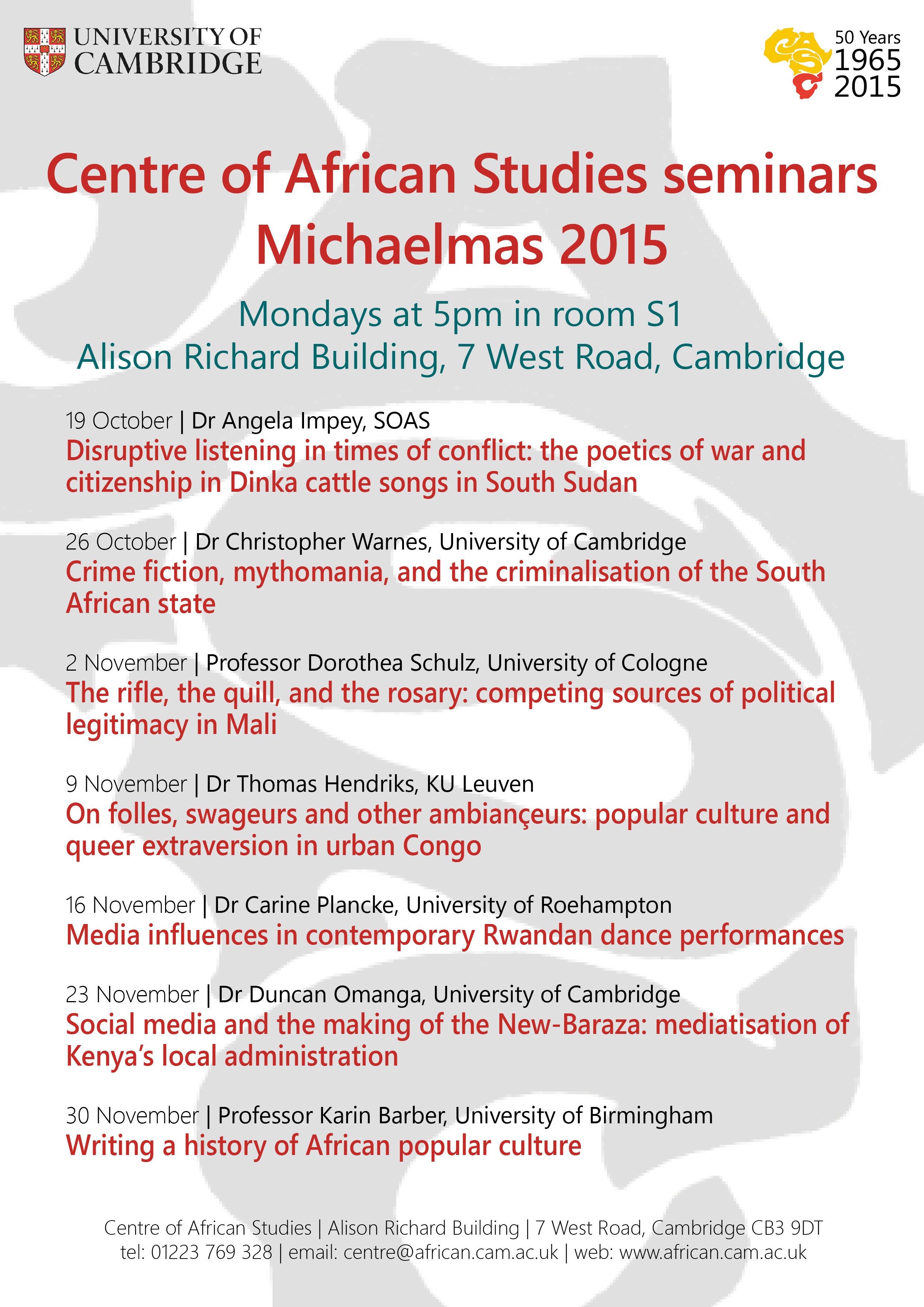 Michaelmas 2015 seminar poster